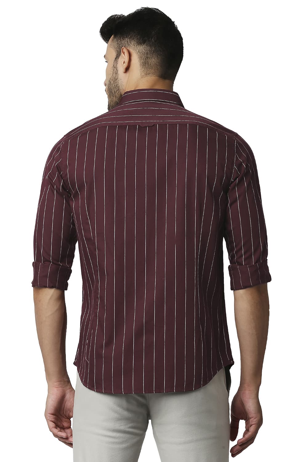 BASICS SLIM FIT TWILL STRIPE SHIRT