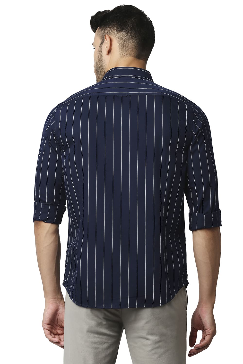 BASICS SLIM FIT TWILL STRIPE SHIRT