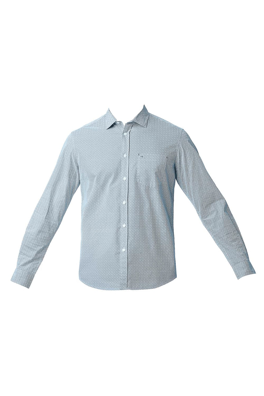 BASICS SLIM FIT OLYMPIAN BLUE POPLIN PRINTED SHIRT