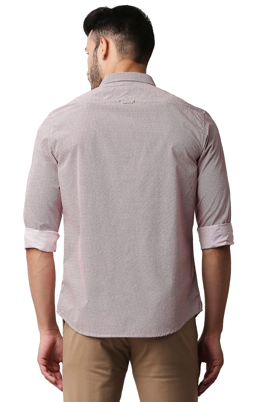 BASICS SLIM FIT DAHILA RED POPLIN PRINTED SHIRT
