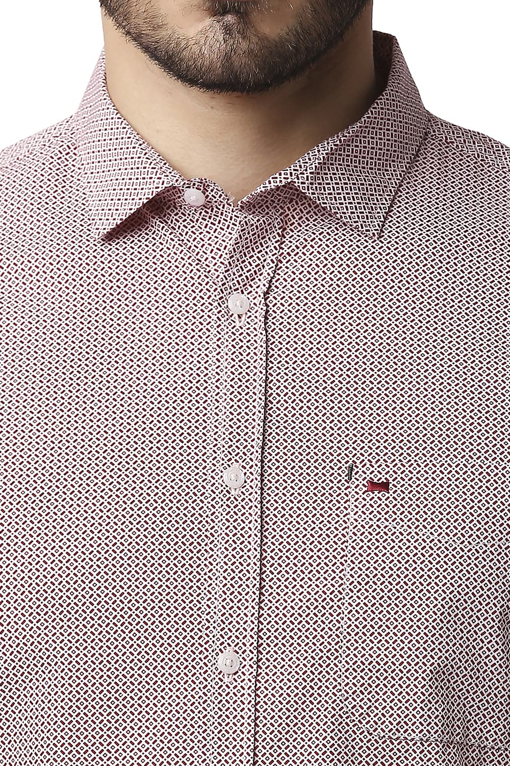 BASICS SLIM FIT POPLIN PRINTED SHIRT