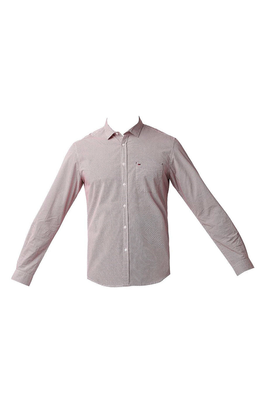 BASICS SLIM FIT DAHILA RED POPLIN PRINTED SHIRT