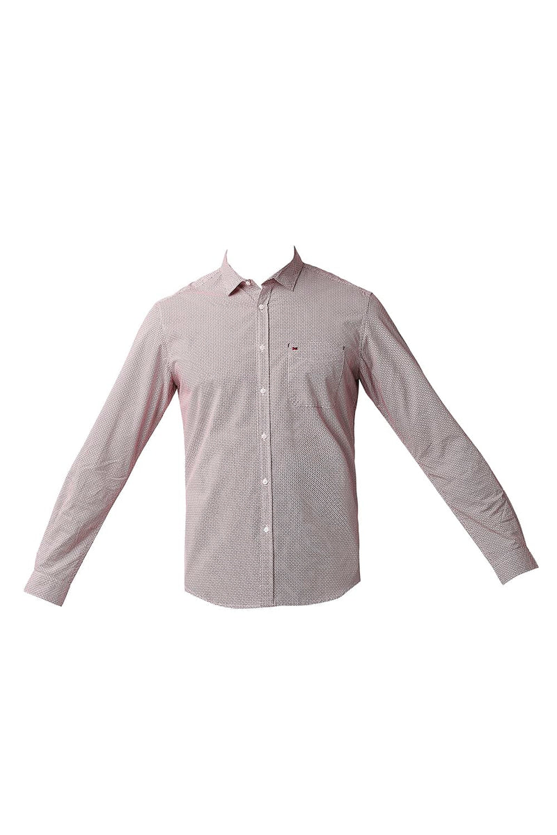 BASICS SLIM FIT POPLIN PRINTED SHIRT