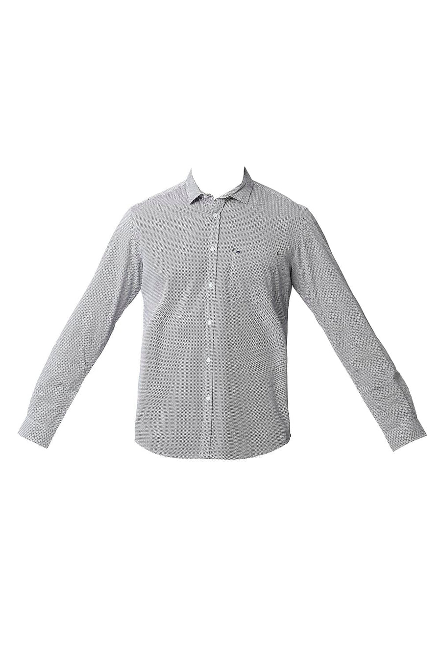 BASICS SLIM FIT IRIS NAVY POPLIN PRINTED SHIRT