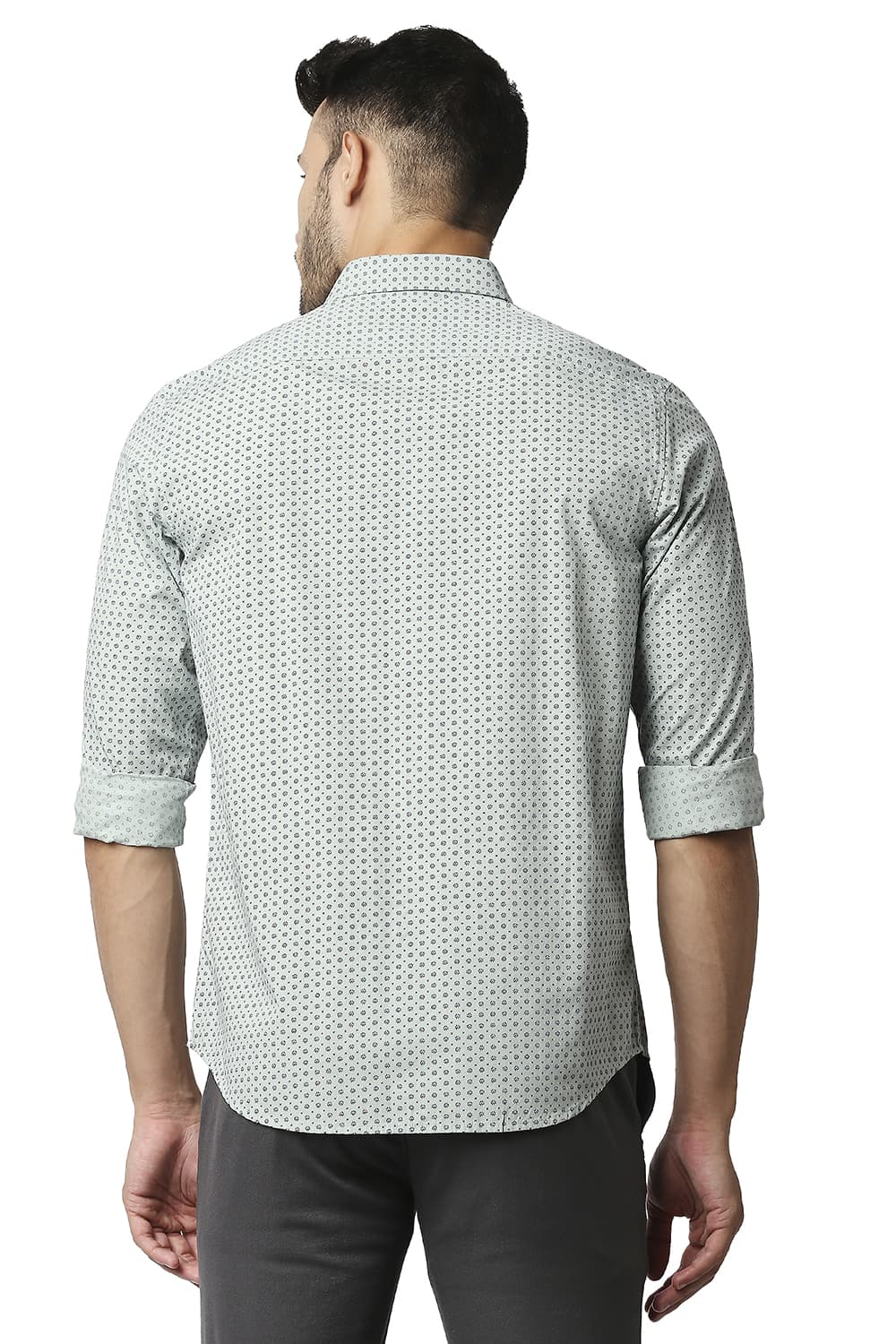 BASICS SLIM FIT POPLIN PRINTED SHIRT