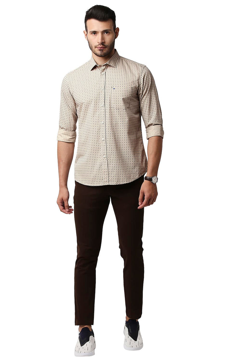 BASICS SLIM FIT POPLIN PRINTED SHIRT