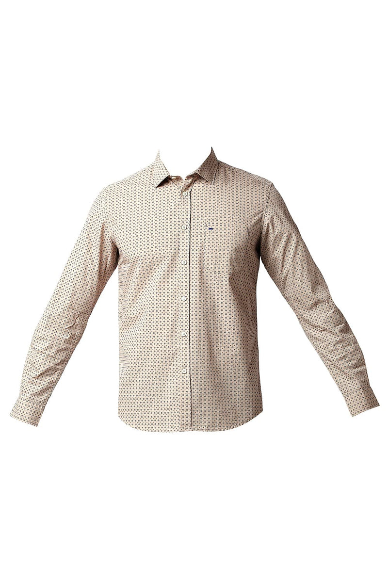 BASICS SLIM FIT POPLIN PRINTED SHIRT