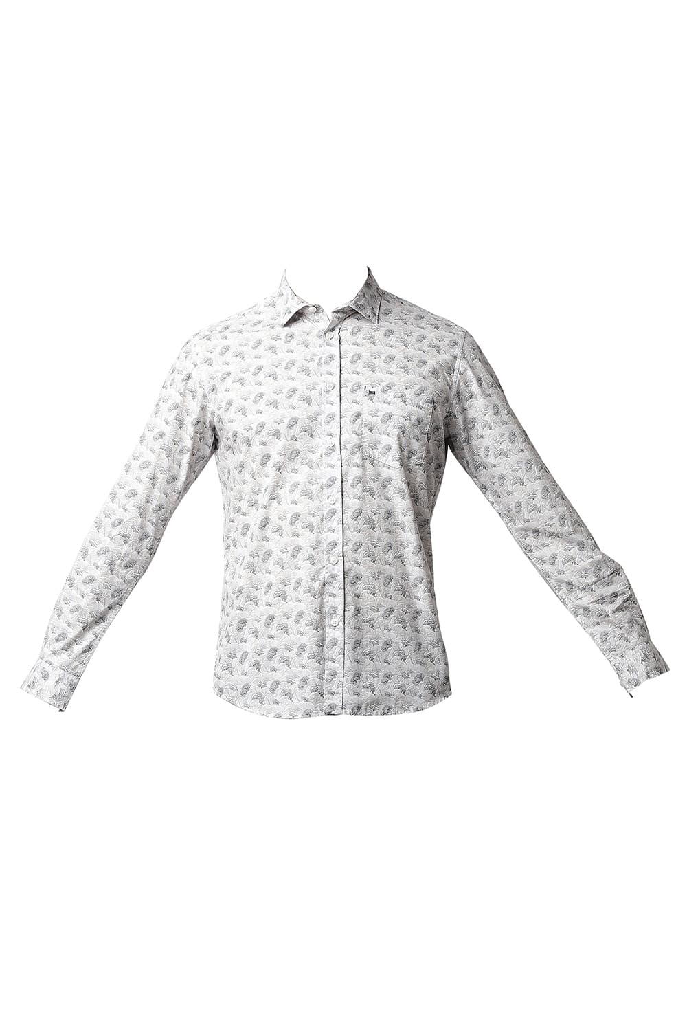 BASICS SLIM FIT POPLIN PRINTED SHIRT