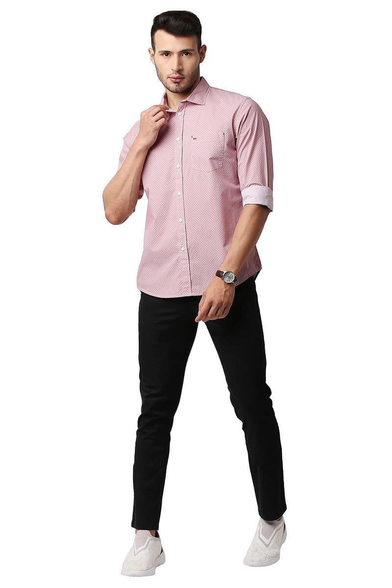 BASICS SLIM FIT POPLIN PRINTED SHIRT