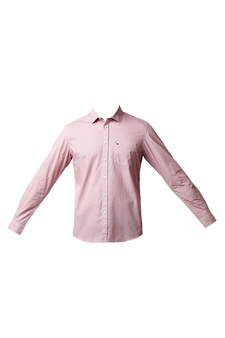 BASICS SLIM FIT MAUVEGLOW PINK POPLIN PRINTED SHIRT