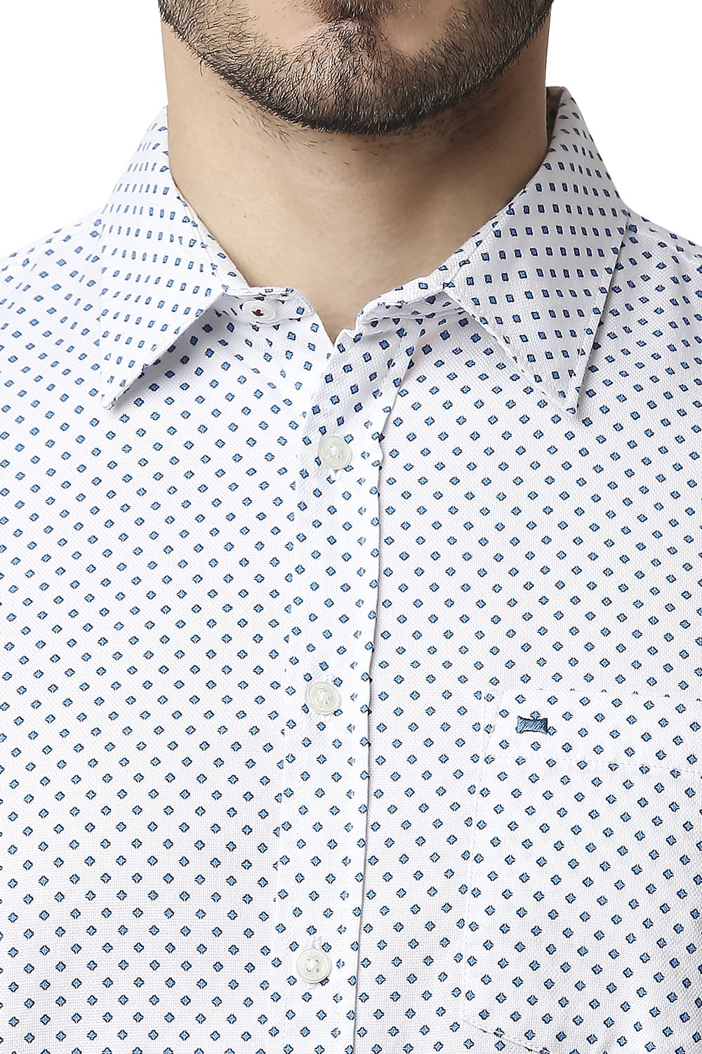 BASICS SLIM FIT DOBBY PRINTED HALFSLEEVES SHIRT