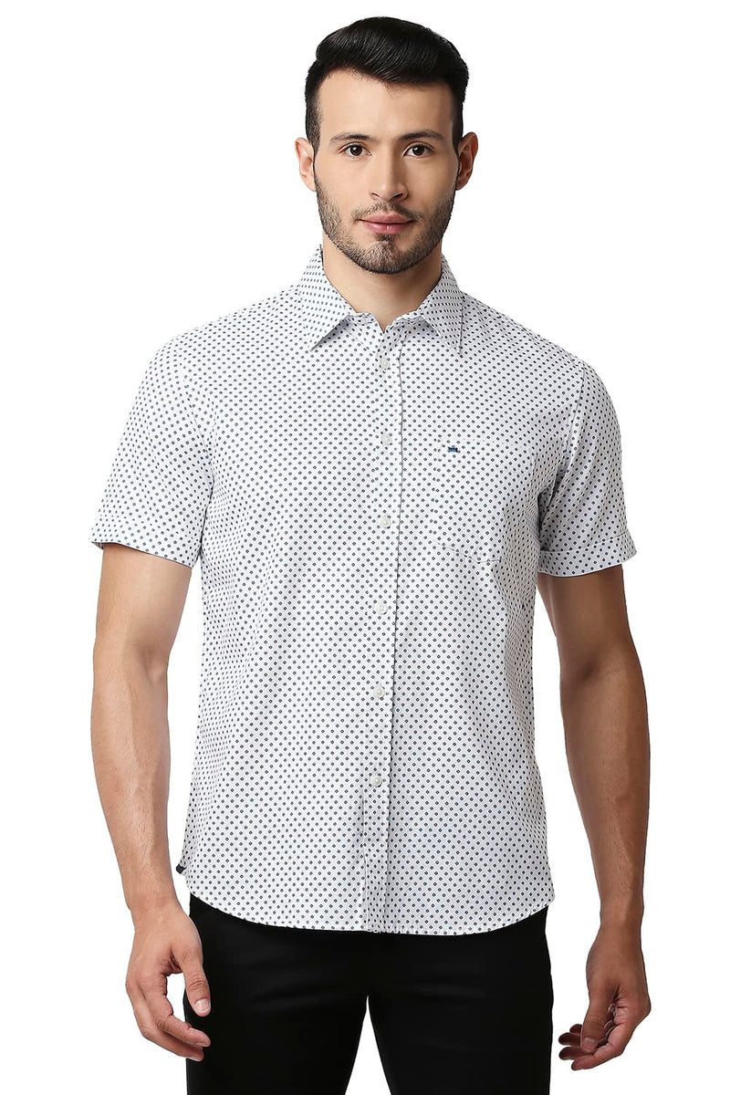 BASICS SLIM FIT DOBBY PRINTED SHIRT