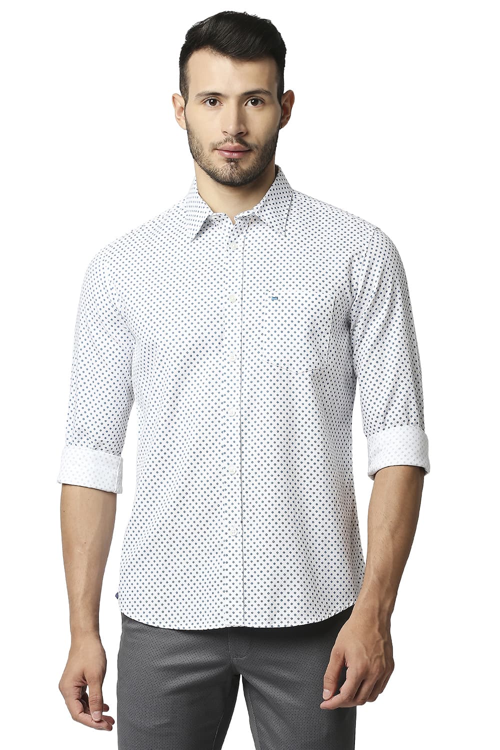 BASICS SLIM FIT DOBBY PRINTED SHIRT