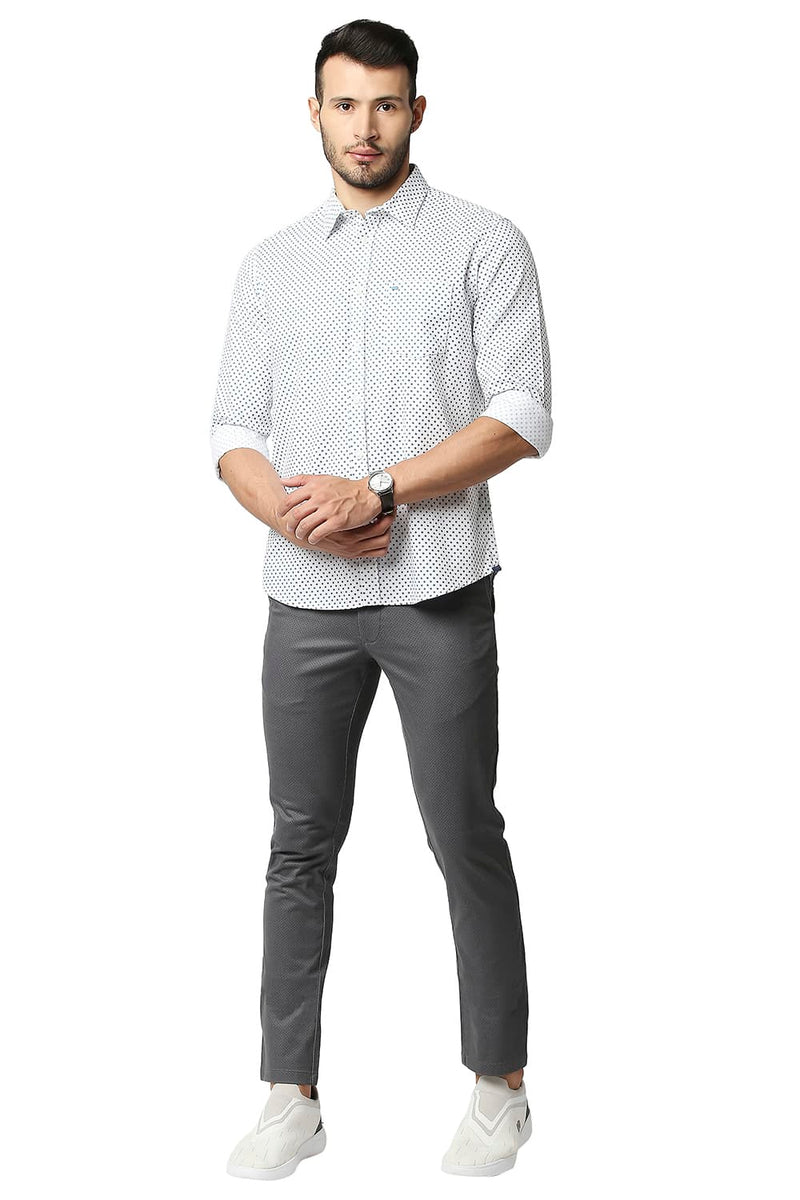 BASICS SLIM FIT DOBBY PRINTED SHIRT