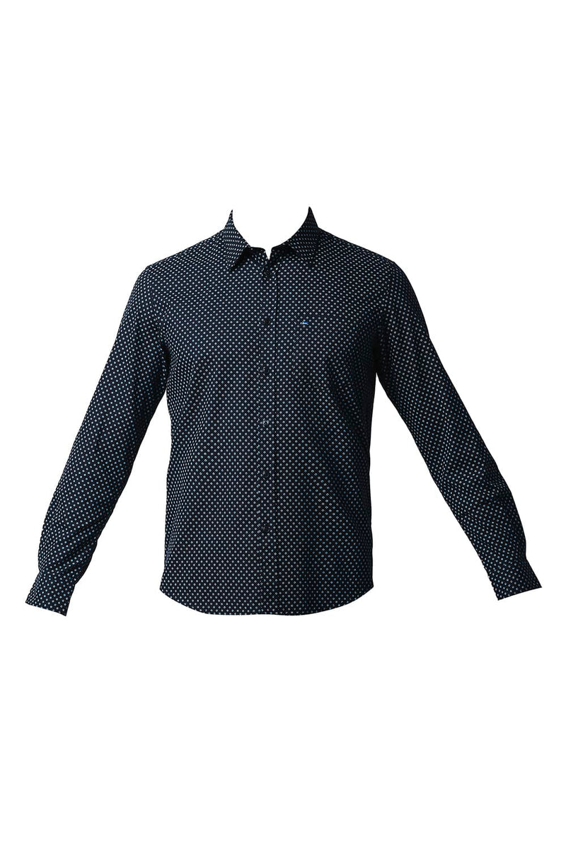 BASICS SLIM FIT DOBBY PRINTED SHIRT