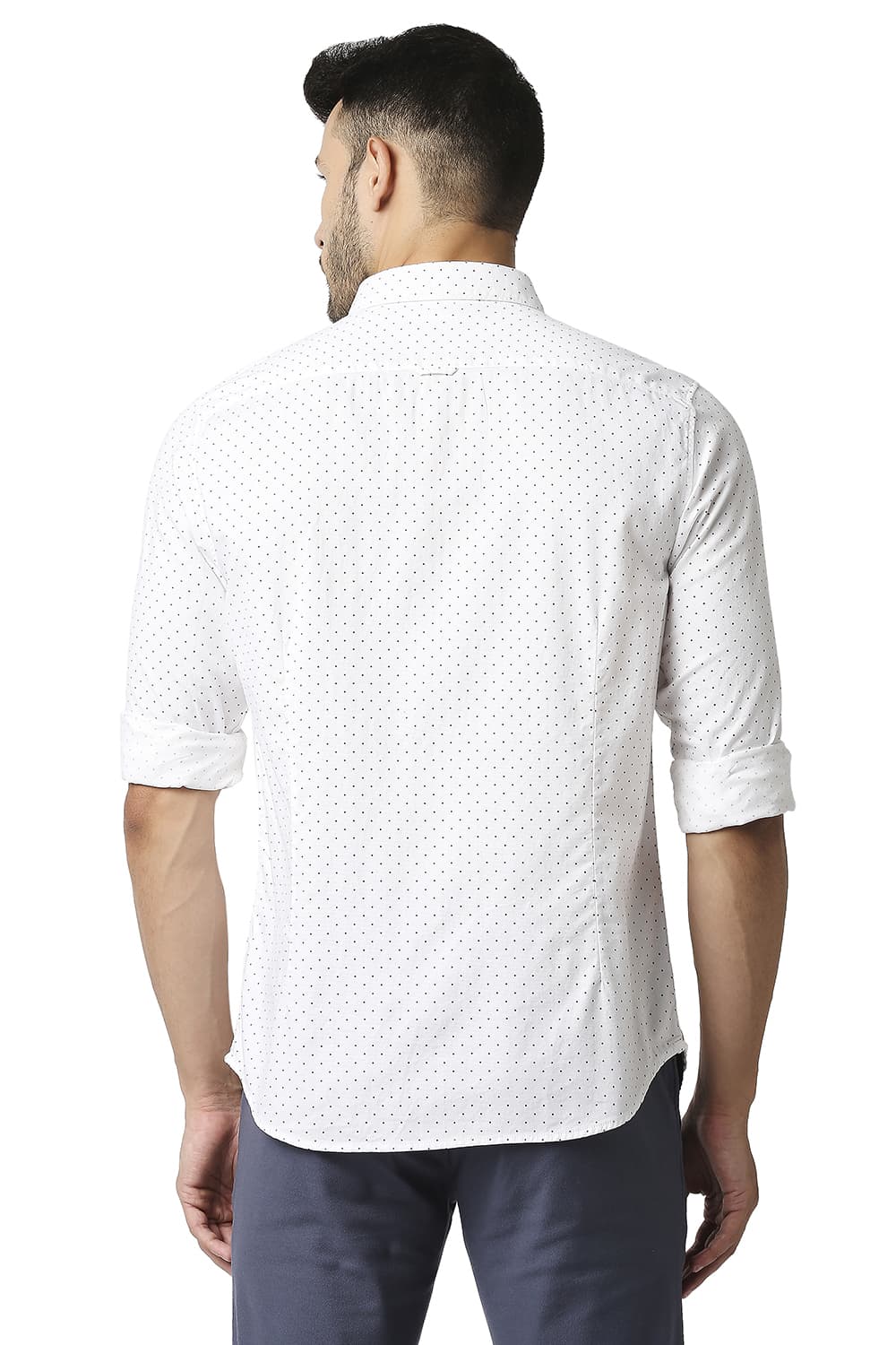 BASICS SLIM FIT DOBBY PRINTED SHIRT