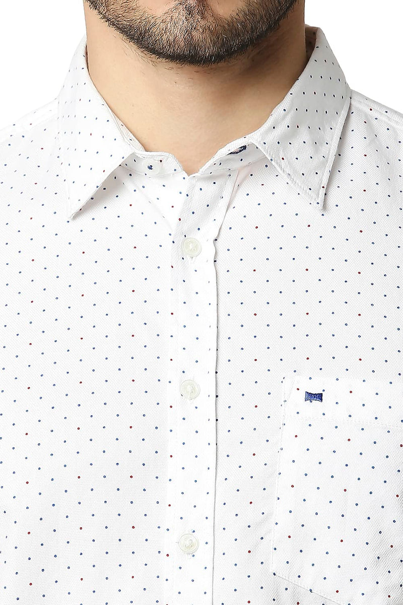 BASICS SLIM FIT DOBBY PRINTED HALFSLEEVES SHIRT