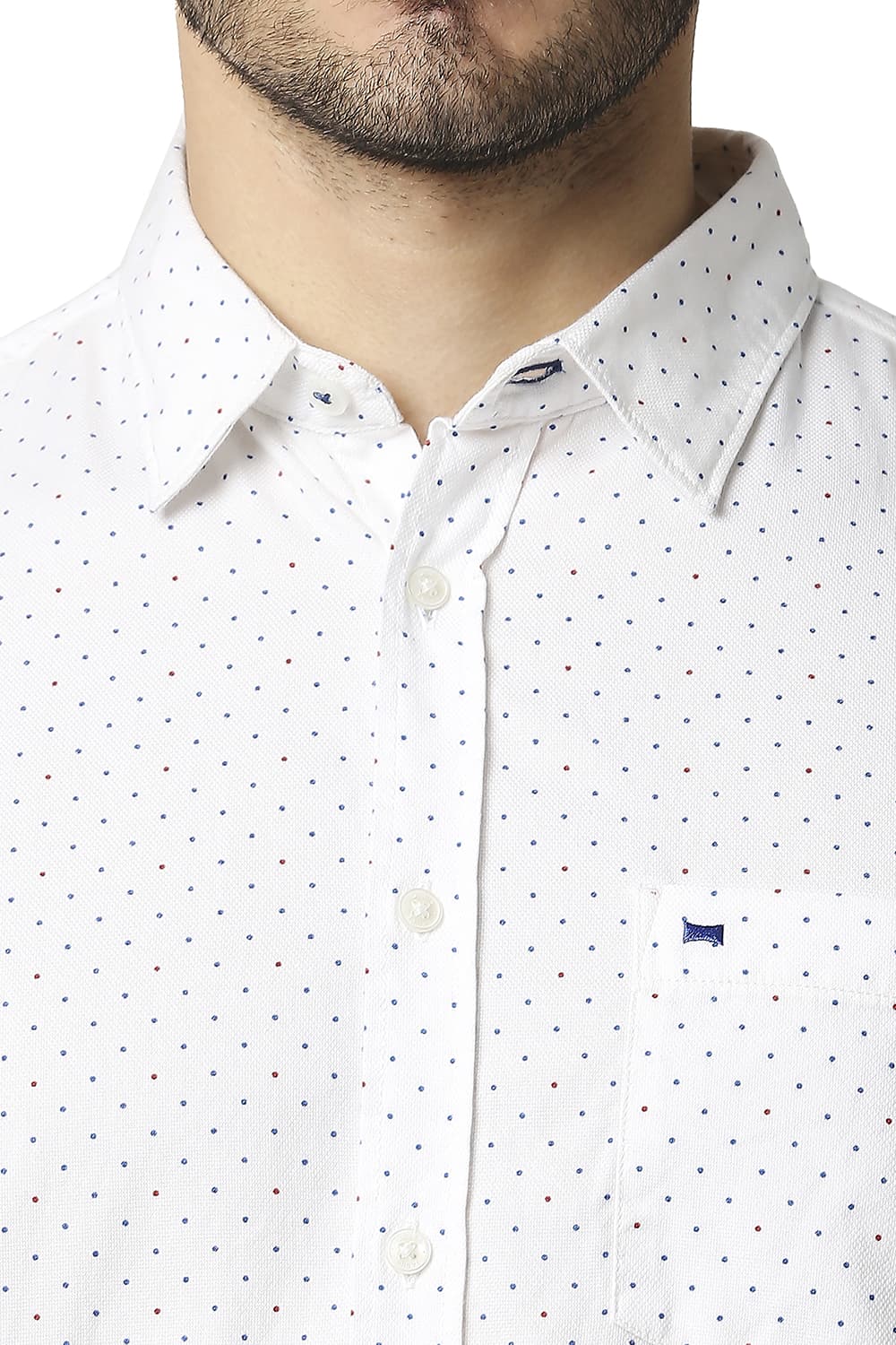 BASICS SLIM FIT DOBBY PRINTED SHIRT