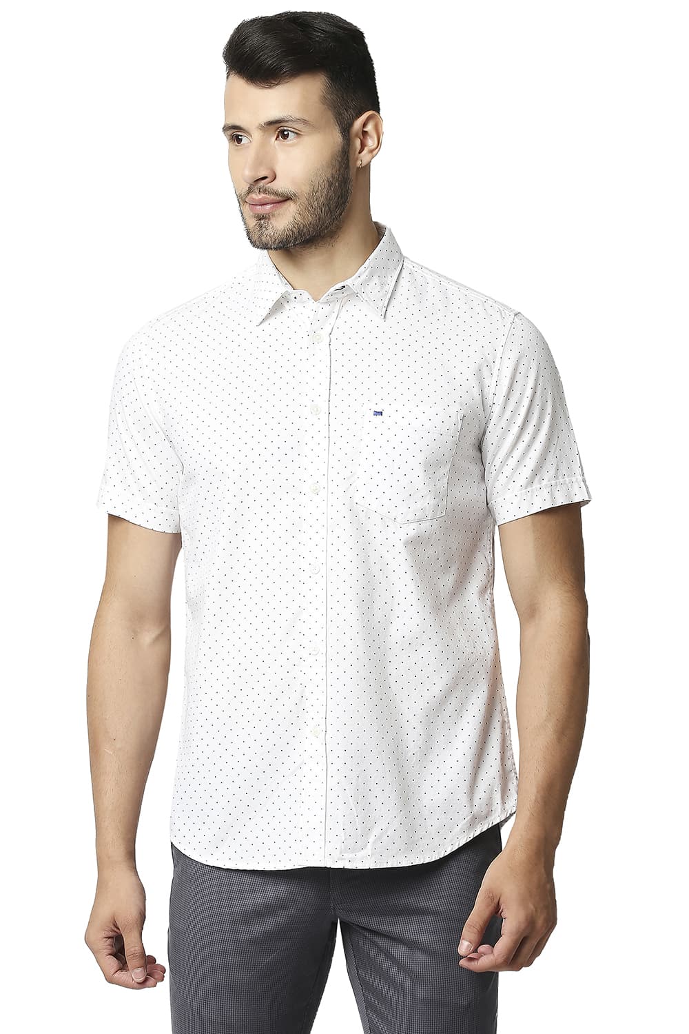 BASICS SLIM FIT DOBBY PRINTED SHIRT