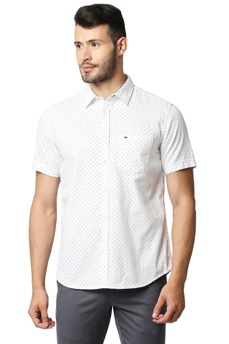 BASICS SLIM FIT DOBBY PRINTED SHIRT