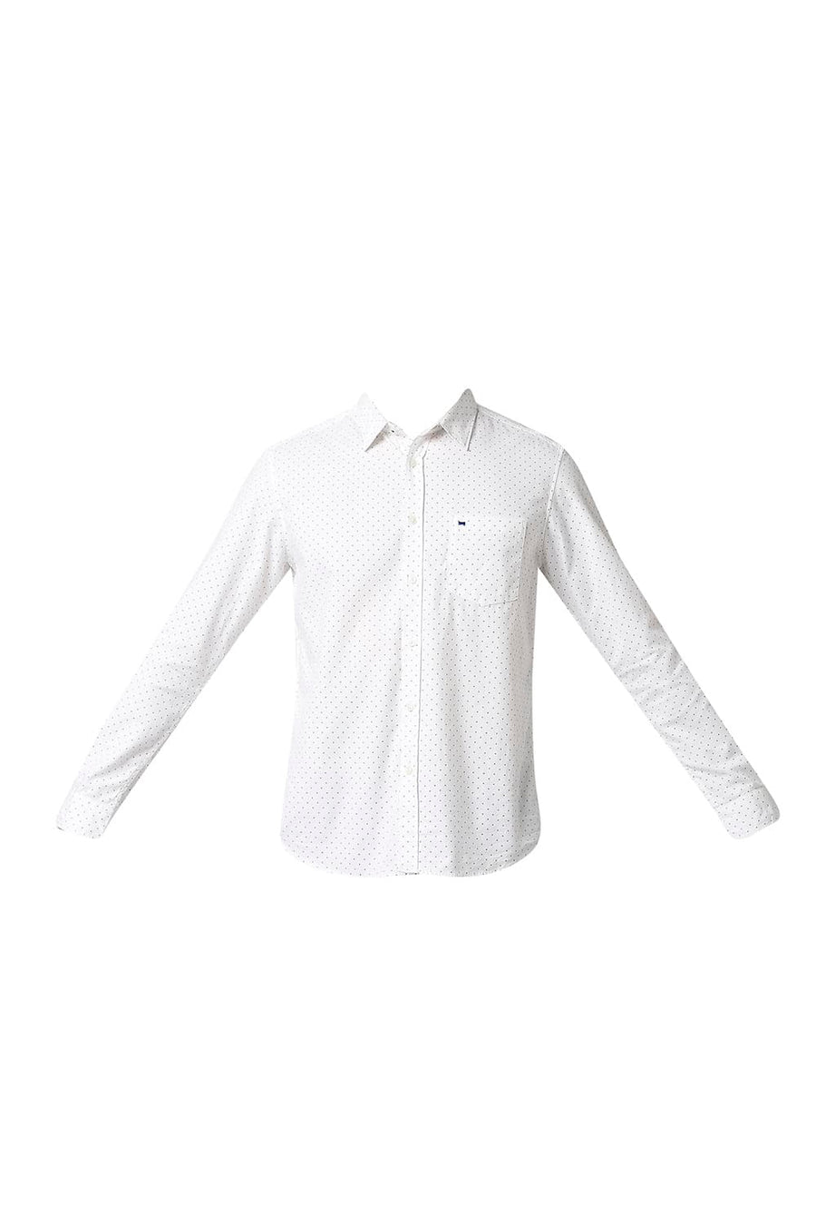 BASICS SLIM FIT BRIGHT WHITE DOBBY PRINTED SHIRT