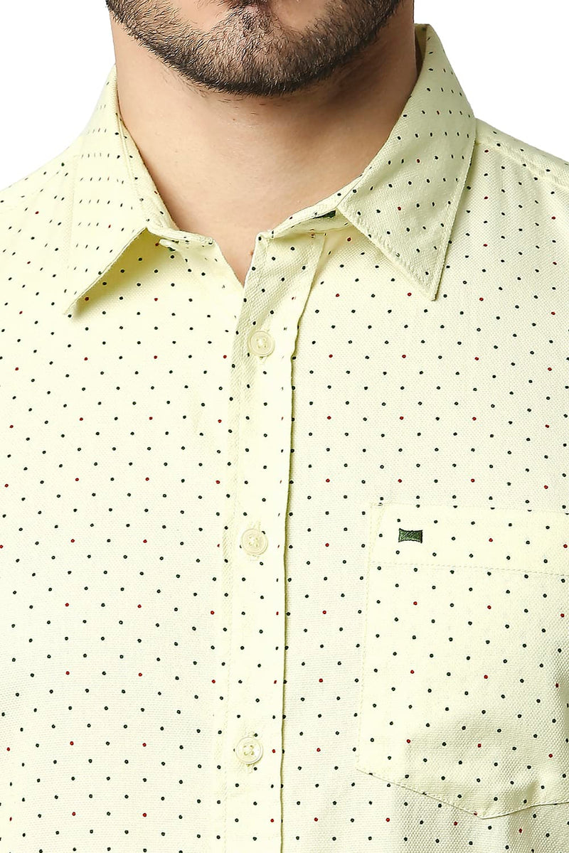 BASICS SLIM FIT DOBBY PRINTED HALFSLEEVES SHIRT