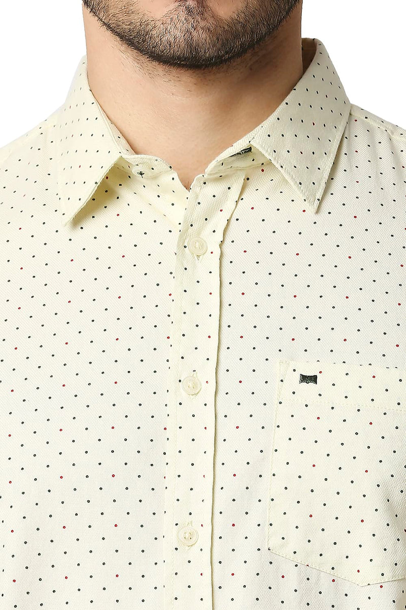 BASICS SLIM FIT DOBBY PRINTED SHIRT