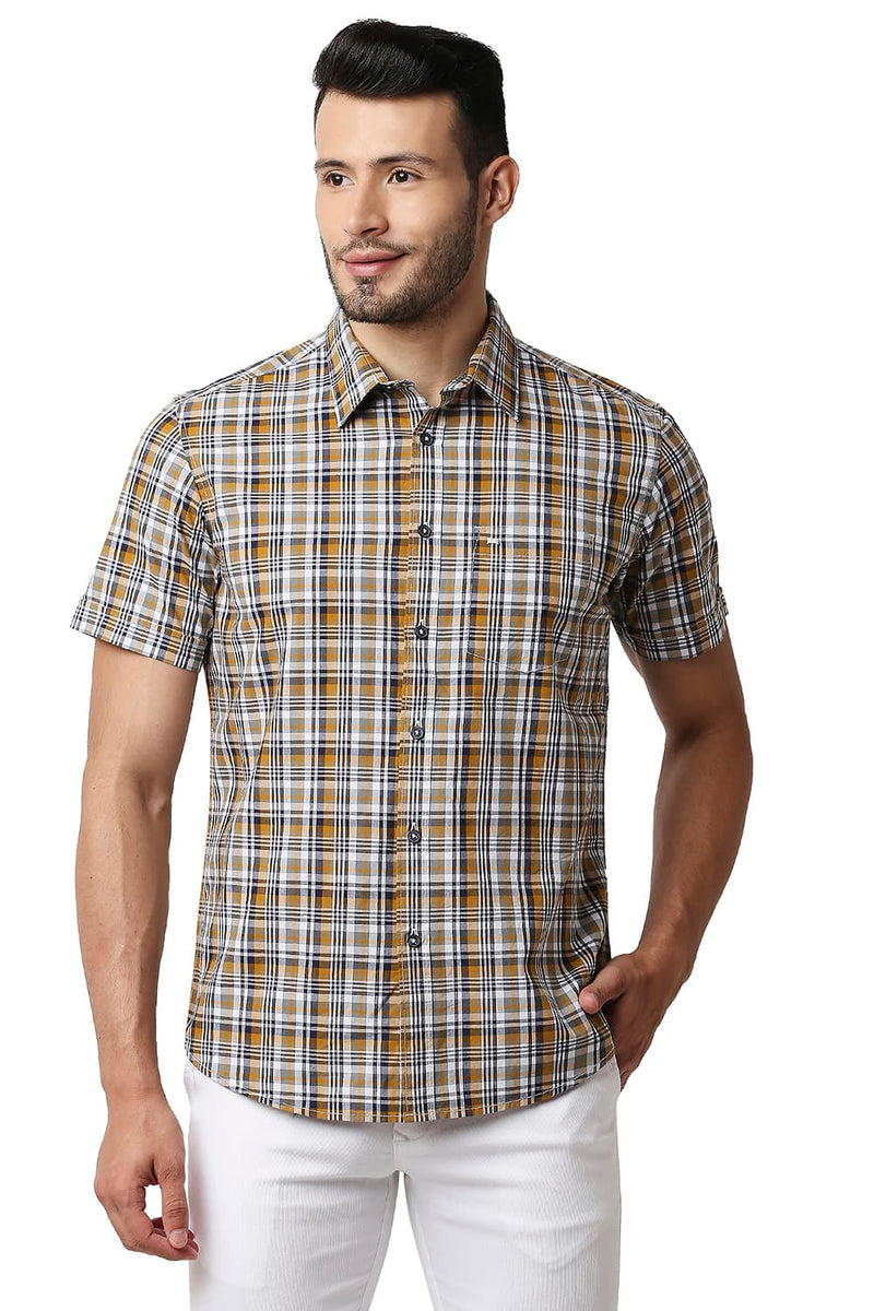 BASICS SLIM FIT COTTON CHECKS SHIRT