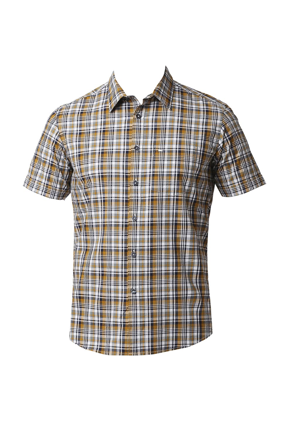 BASICS SLIM FIT COTTON CHECKS HALFSLEEVES SHIRT