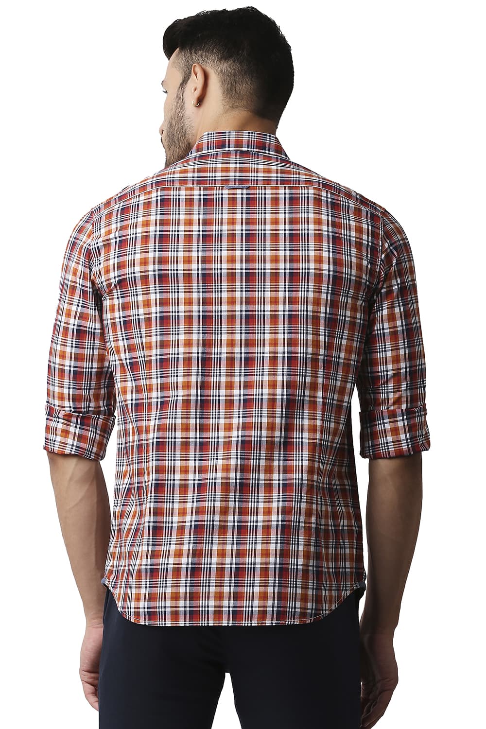 BASICS SLIM FIT COTTON CHECKS SHIRT