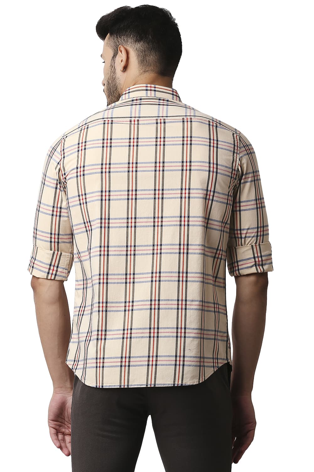 BASICS SLIM FIT COTTON CHECKS SHIRT