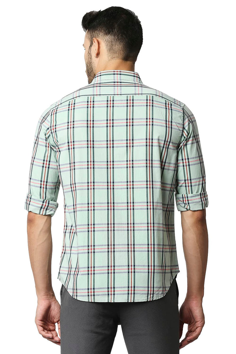 BASICS SLIM FIT COTTON CHECKS SHIRT