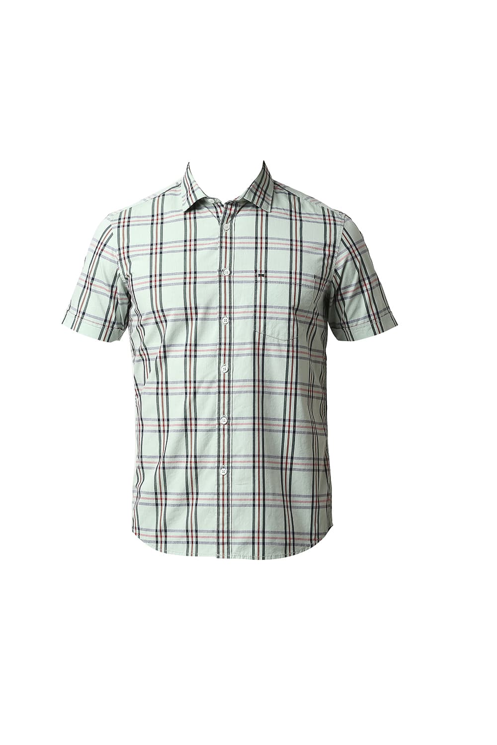 BASICS SLIM FIT COTTON CHECKS HALFSLEEVES SHIRT