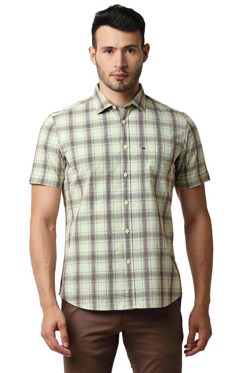 BASICS SLIM FIT COTTON CHECKS SHIRT