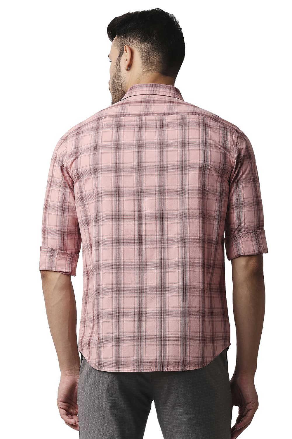 BASICS SLIM FIT COTTON CHECKS SHIRT