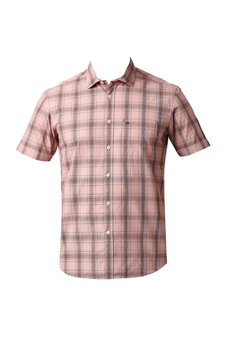 BASICS SLIM FIT COTTON CHECKS HALFSLEEVES SHIRT