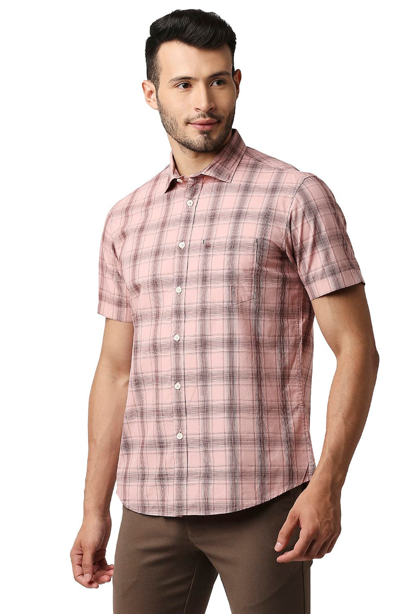 BASICS SLIM FIT COTTON CHECKS HALFSLEEVES SHIRT