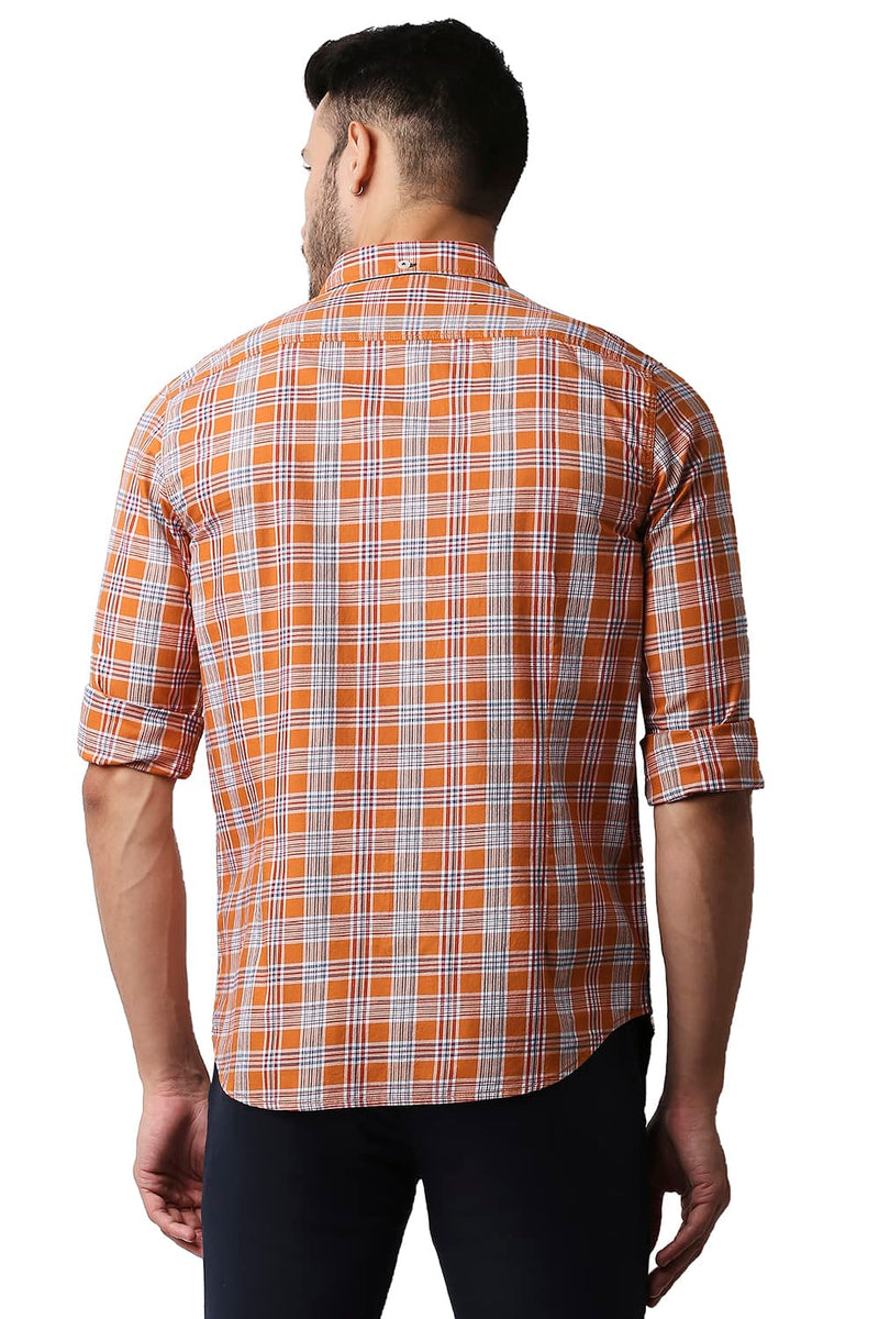 BASICS SLIM FIT TWILL CHECKS SHIRT