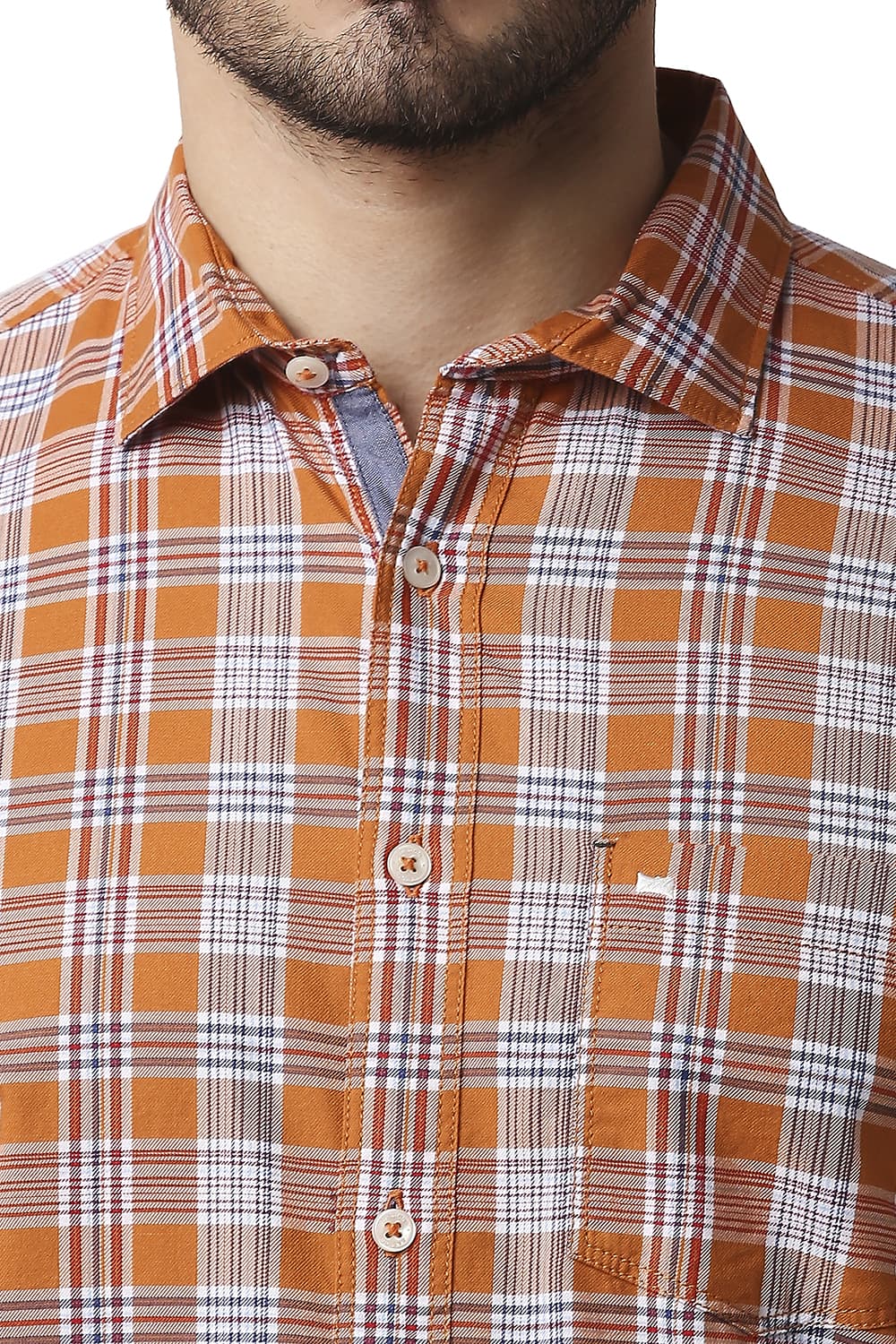 BASICS SLIM FIT TWILL CHECKS SHIRT