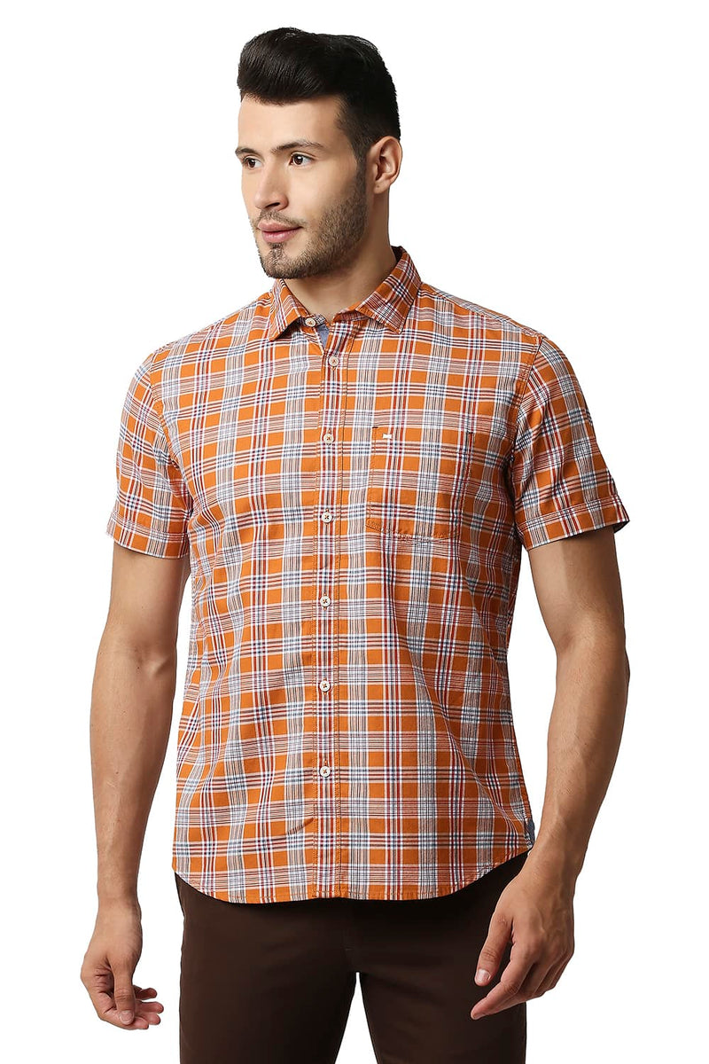 BASICS SLIM FIT TWILL CHECKS SHIRT