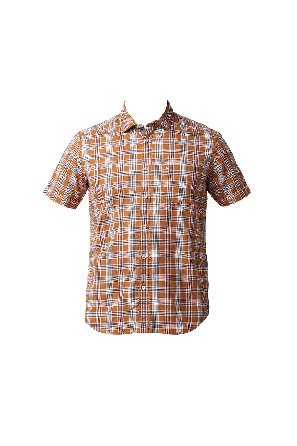 BASICS SLIM FIT TWILL CHECKS HALFSLEEVES SHIRT