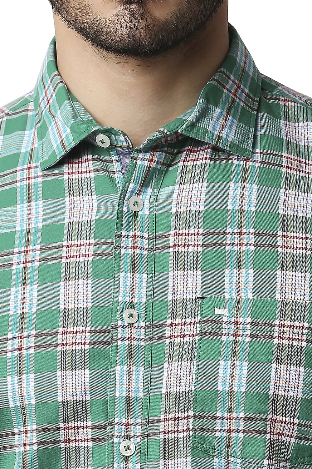 BASICS SLIM FIT TWILL CHECKS SHIRT