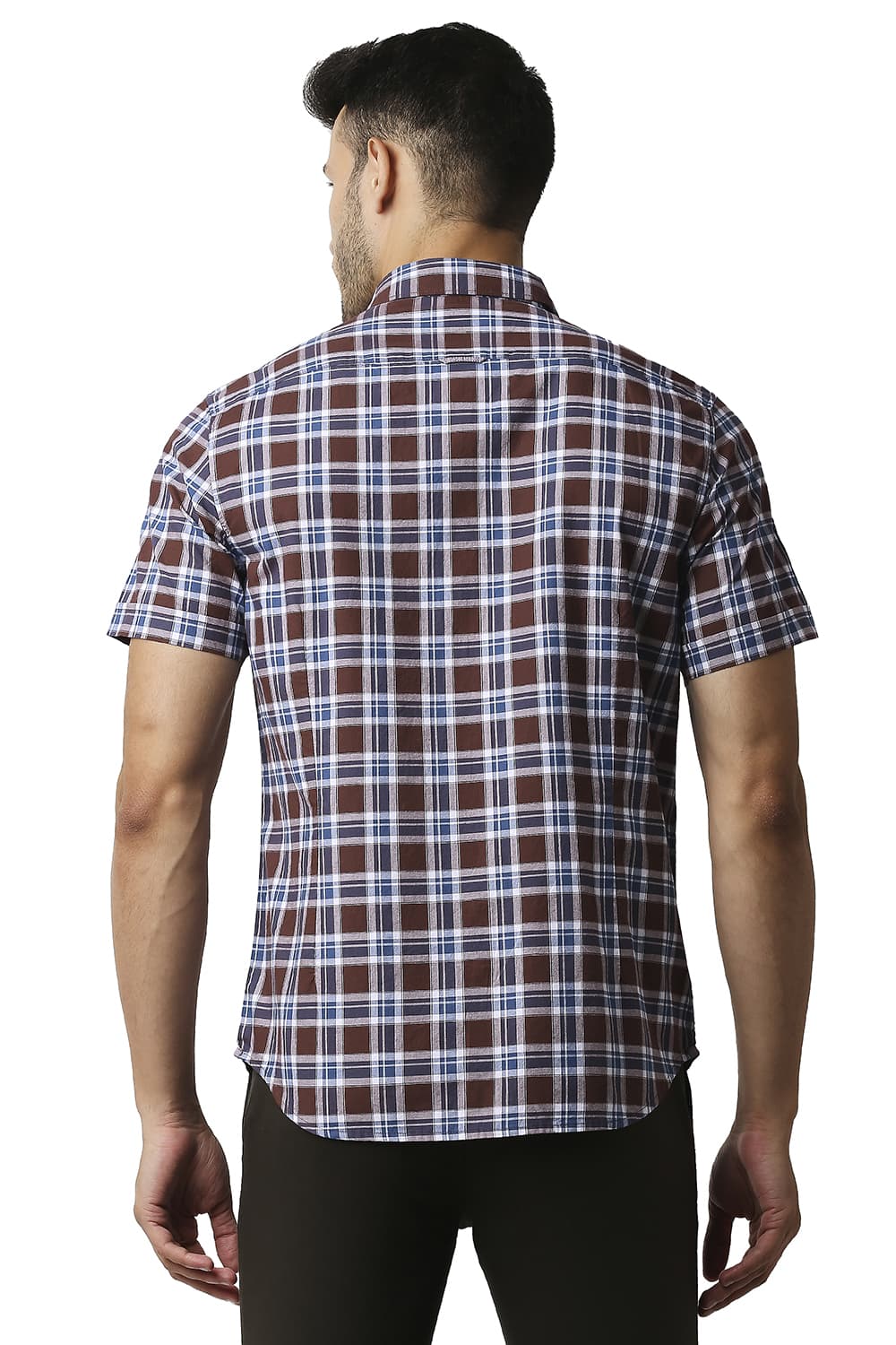 BASICS SLIM FIT OXFORD CHECKS HALFSLEEVES SHIRT