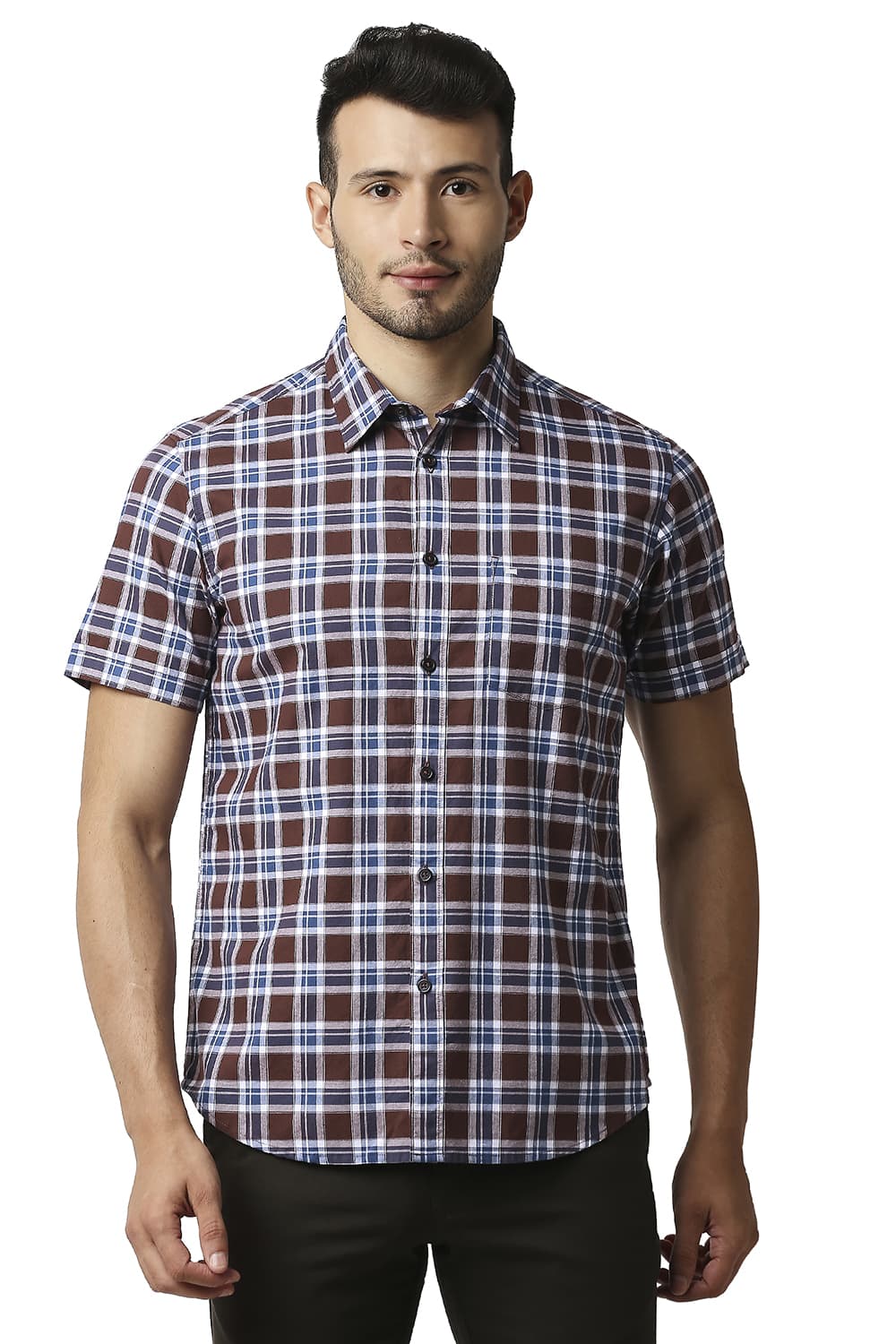 BASICS SLIM FIT OXFORD CHECKS SHIRT