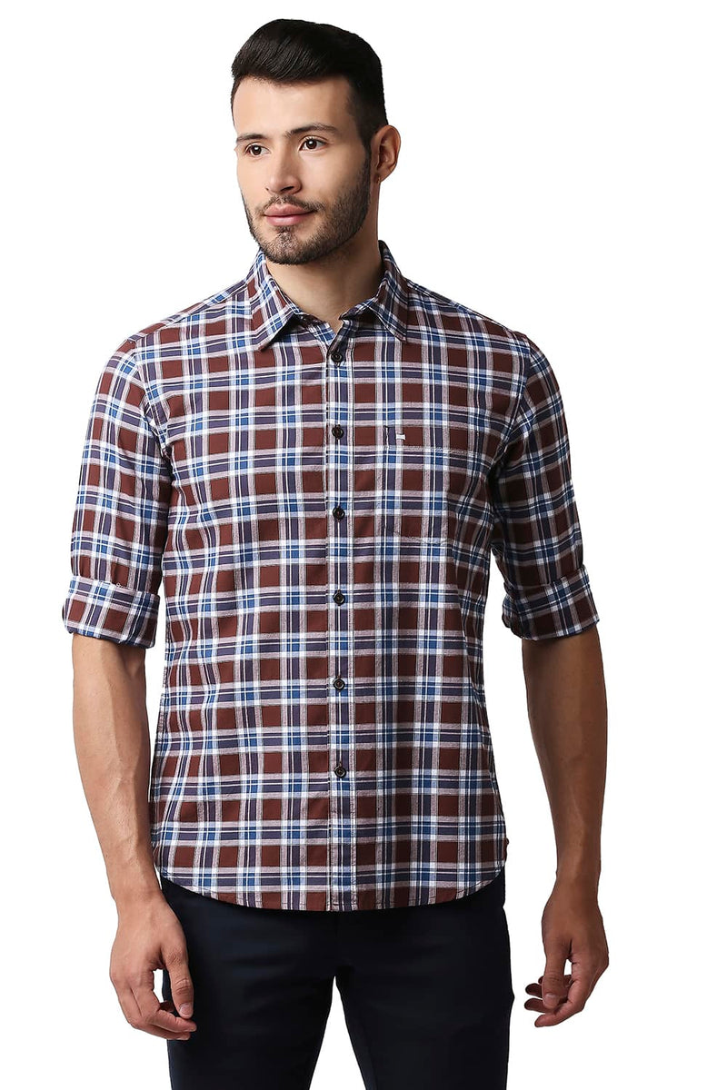 BASICS SLIM FIT OXFORD CHECKS SHIRT