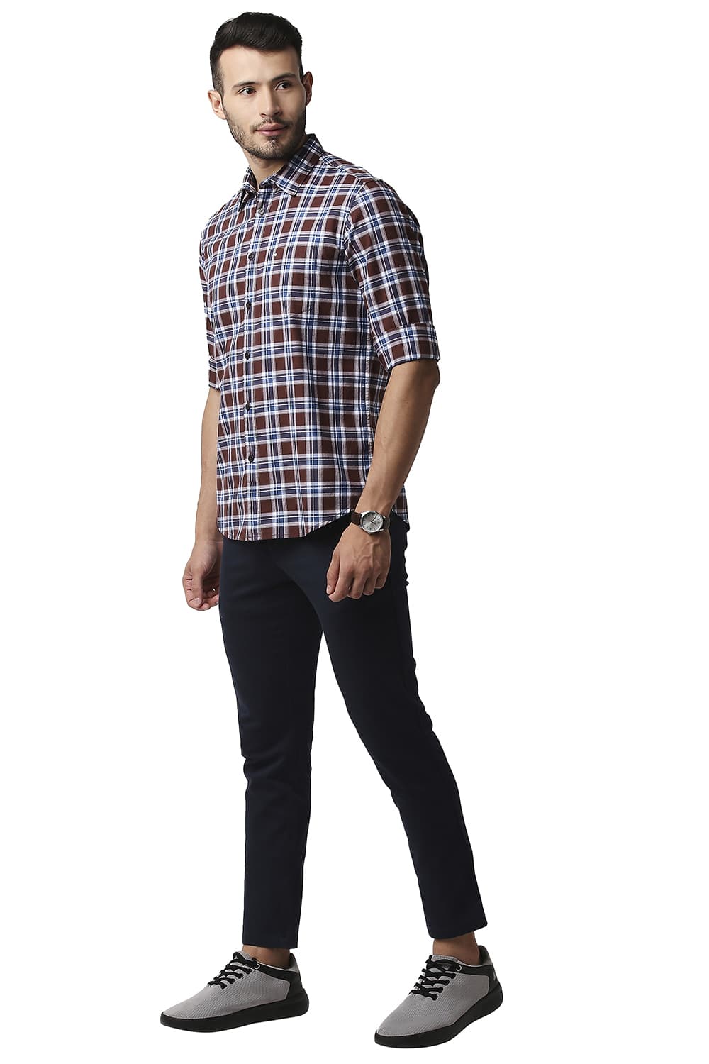 BASICS SLIM FIT OXFORD CHECKS SHIRT