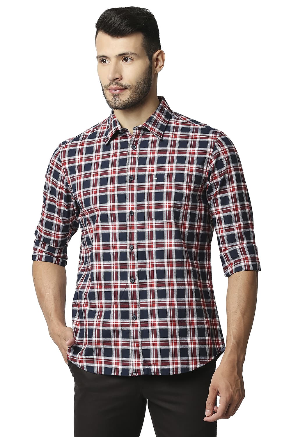 BASICS SLIM FIT OXFORD CHECKS SHIRT