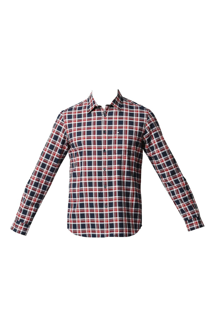 BASICS SLIM FIT NAVY NIGHTS OXFORD CHECKS SHIRT