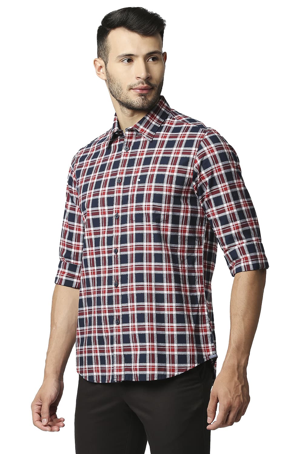 BASICS SLIM FIT OXFORD CHECKS SHIRT