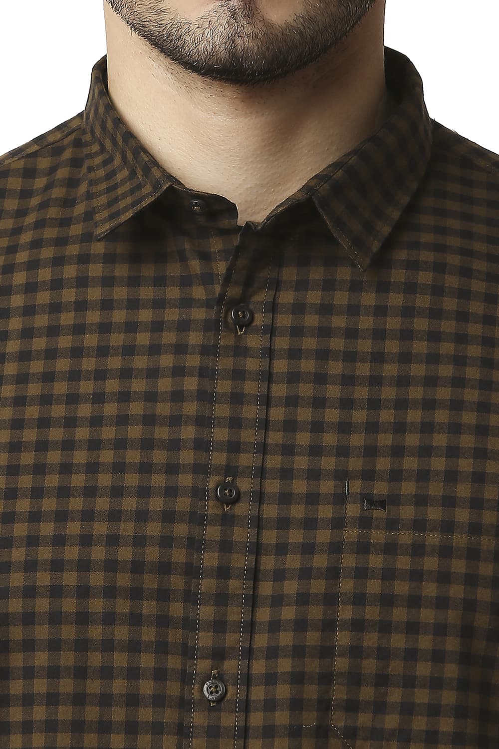 BASICS SLIM FIT OXFORD CHECKS HALFSLEEVES SHIRT